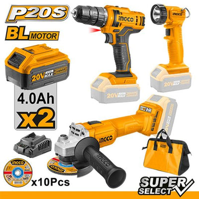 20V 2Batt 4A+Char+Box مجموعة صاروخ+مقدح+انتريك