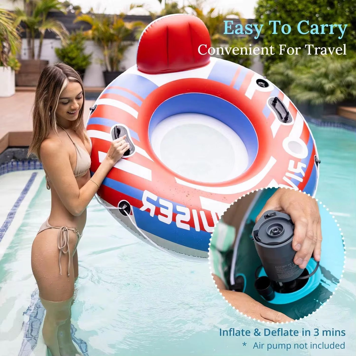 Inflatable Pool Tube with Backrest