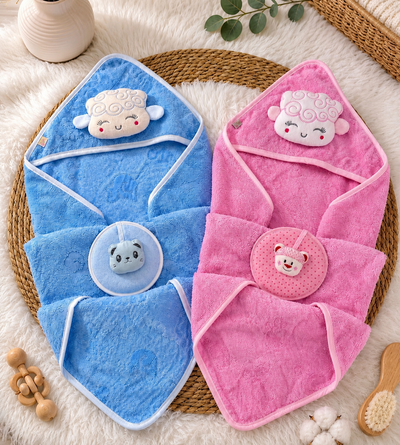 Baby Hooded Towel Wrap Set