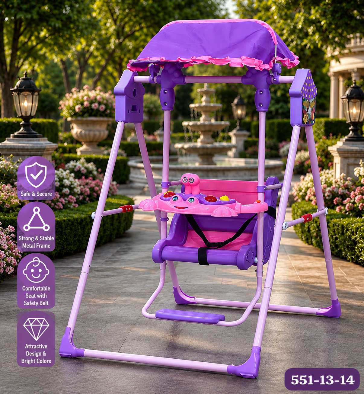 KidsFun Deluxe Baby Swing with Canopy