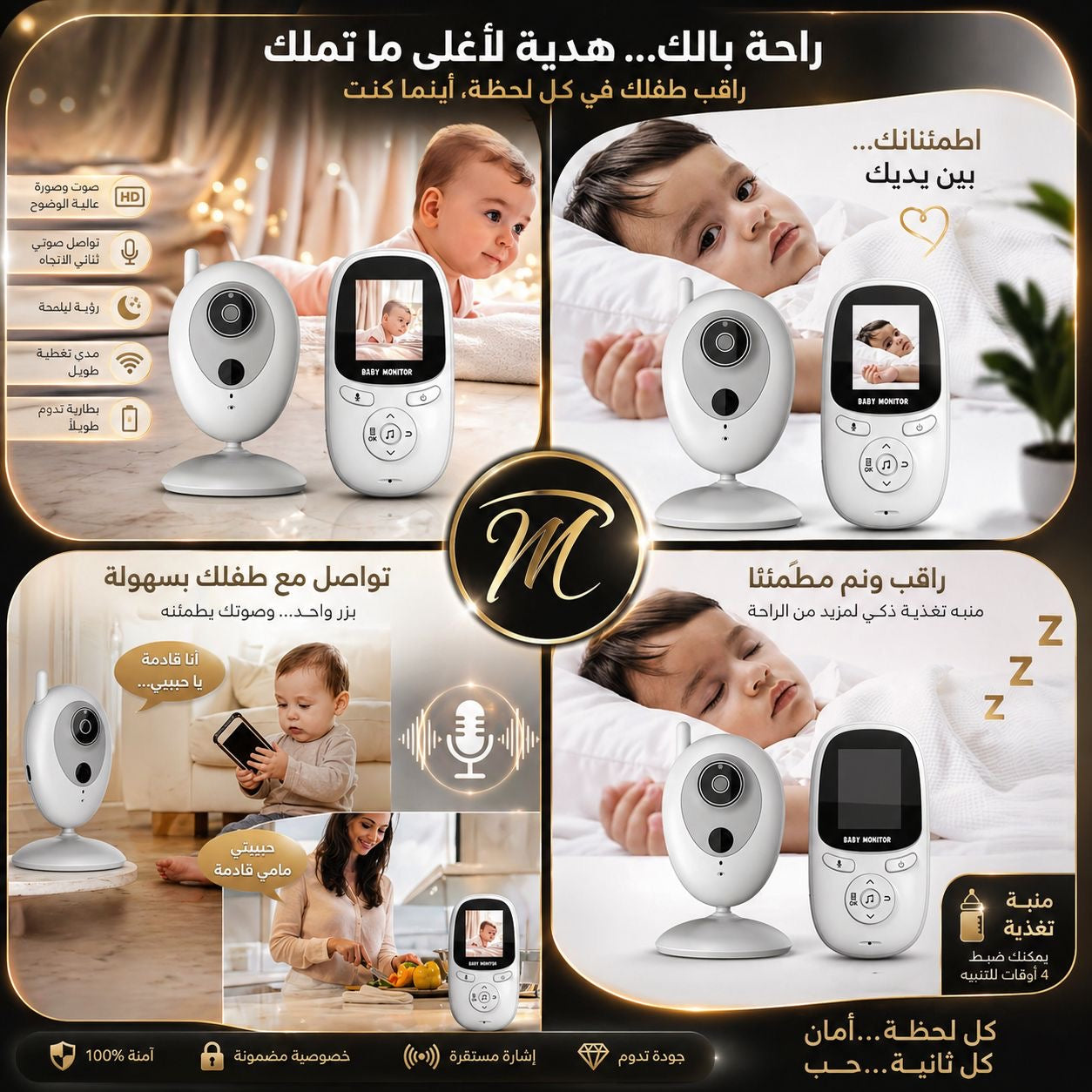 Wireless Baby Monitor Camera with HD Display