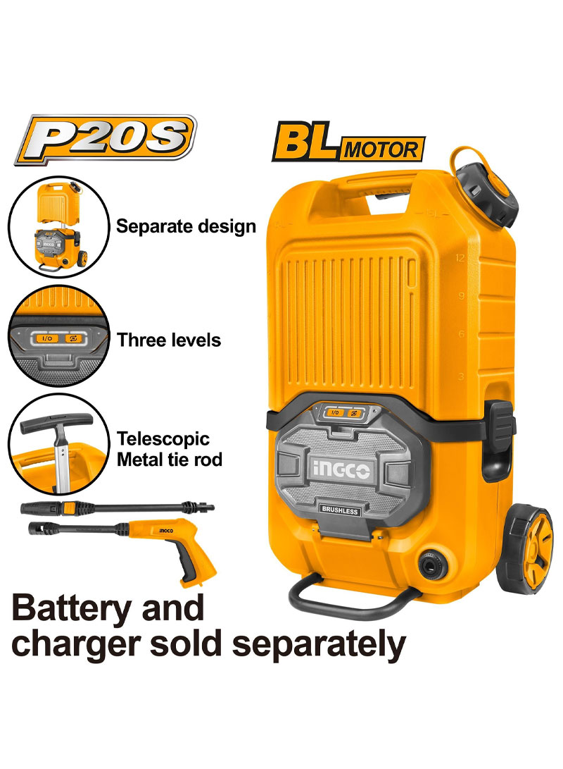 40V 15L Plastic 80 Bar Washing Machine With Tank