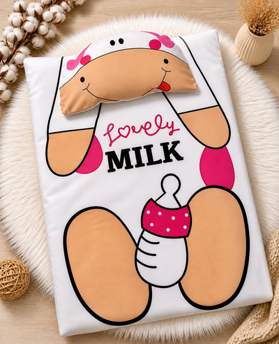 Lovely Milk Baby Blanket & Pillow Set