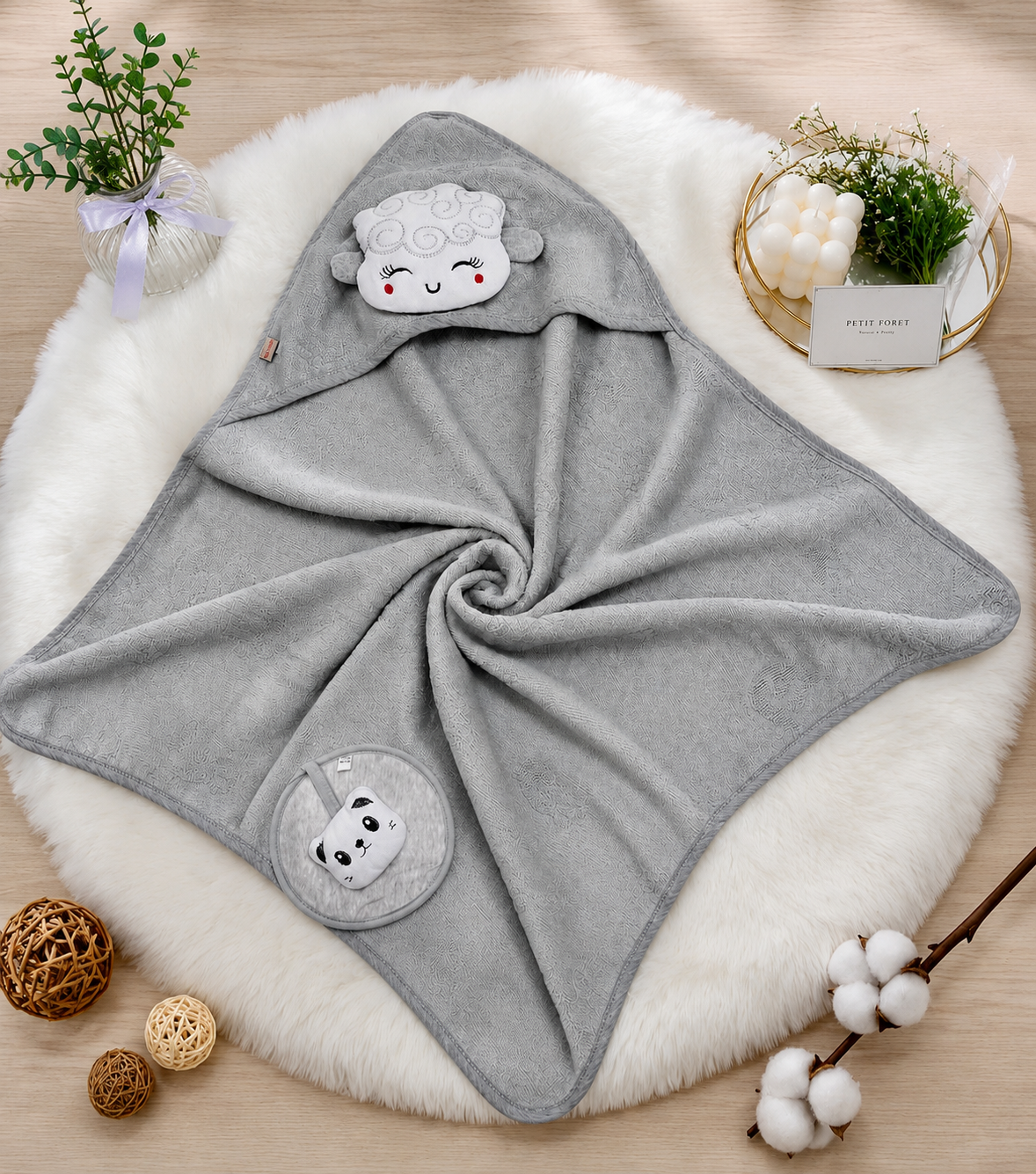 Baby Hooded Towel Wrap Set
