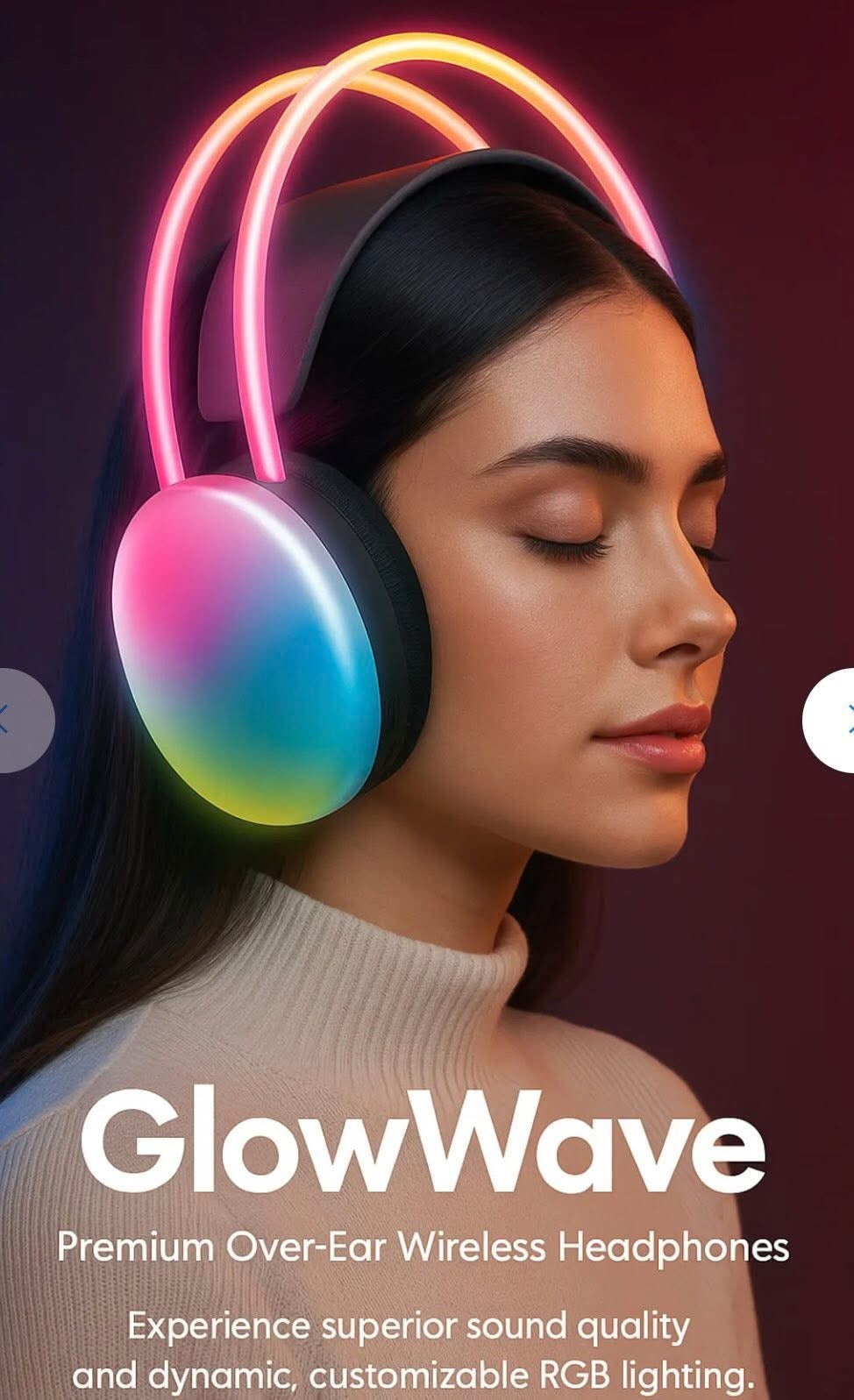 Yookie YB20 RGB Wireless Headphones – Bluetooth with LED Light Effect