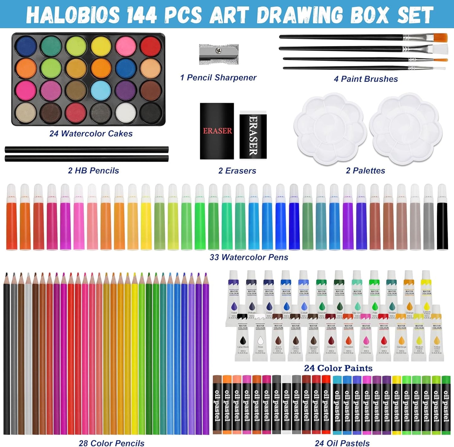 Art Supplies, 144-Piece Deluxe Art Set Professional Art Kit