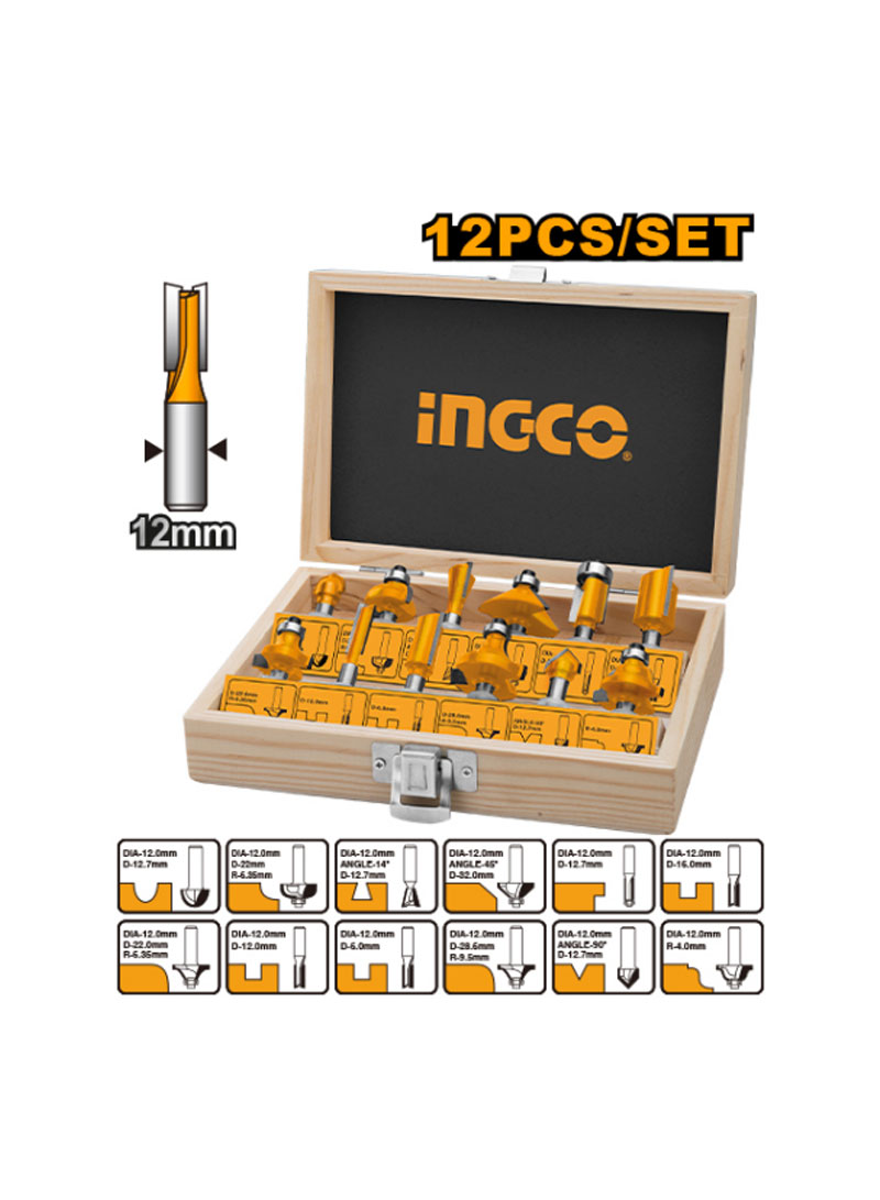 12 PCS 12mm طقم ريش راوتر