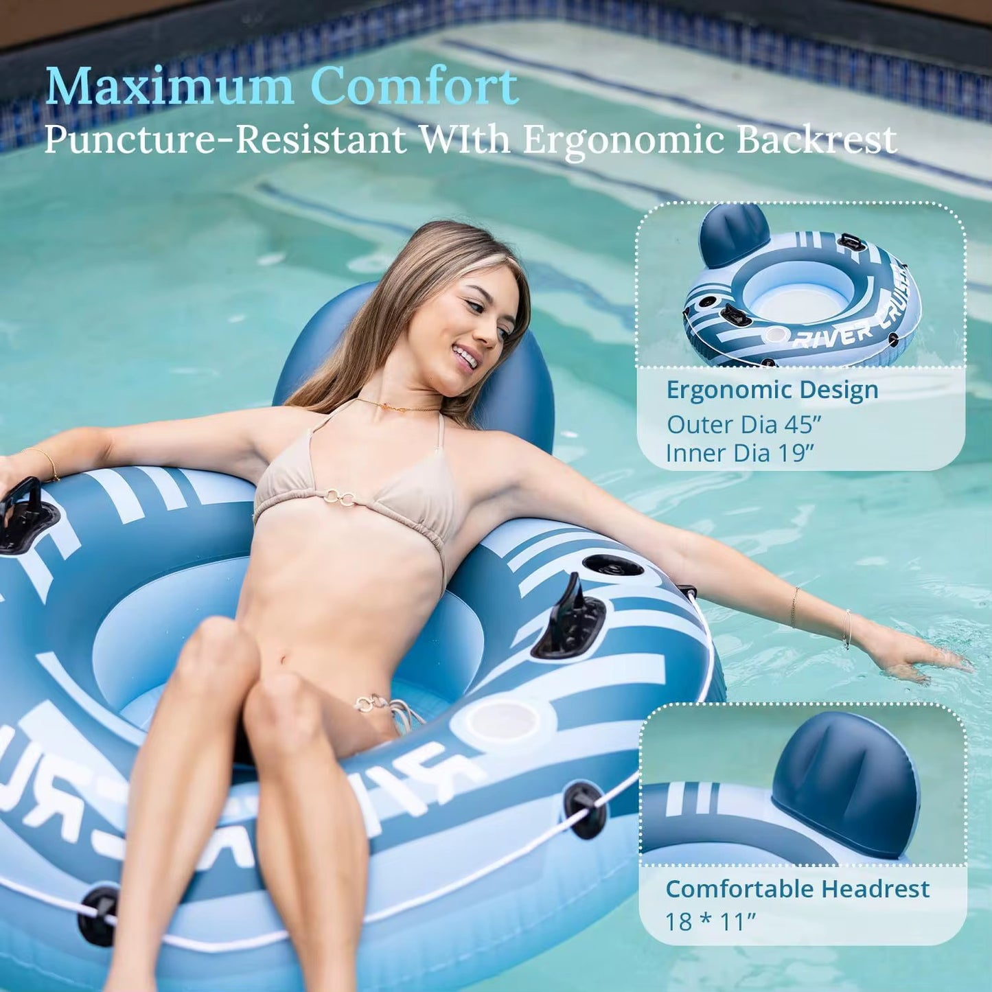 Inflatable Pool Tube with Backrest