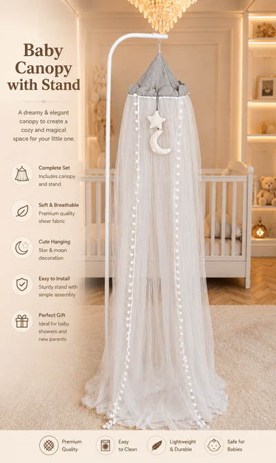 Baby Crib with Canopy & Mosquito Net