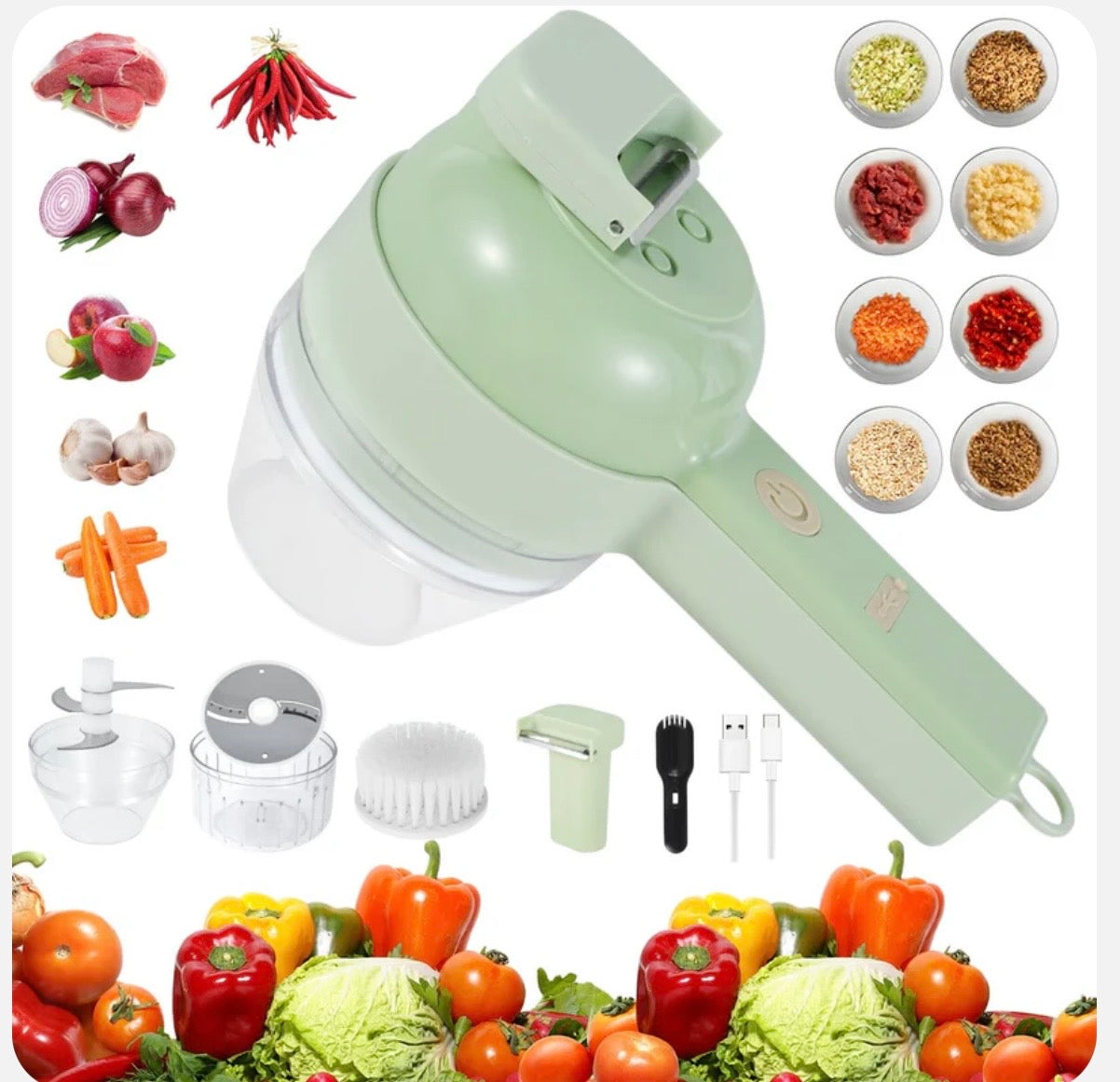 Handheld Electric Vegetable Cutter | 4-in-1