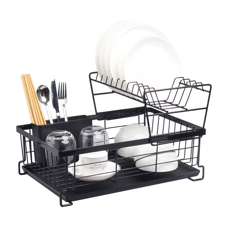 Metal Dish Drying Rack with Utensil Holder