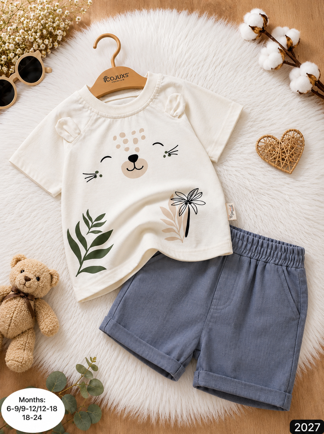 Cute Bear Baby Summer Set