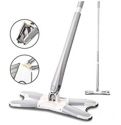 Wringing Flat Mop with Built-in Scraper