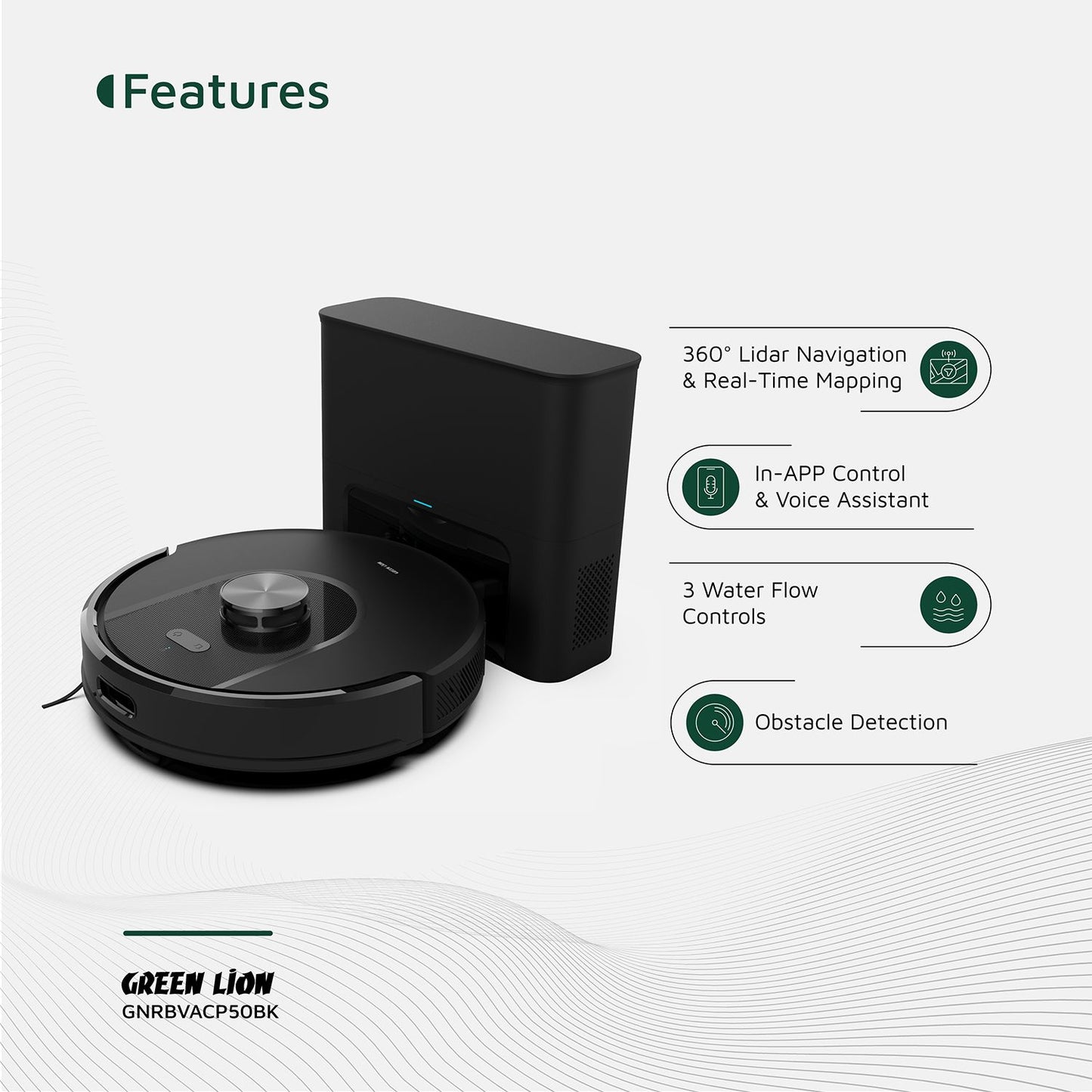 Green Lion Smart Robot Vacuum Pro – Vacuum, Sweep & Mop