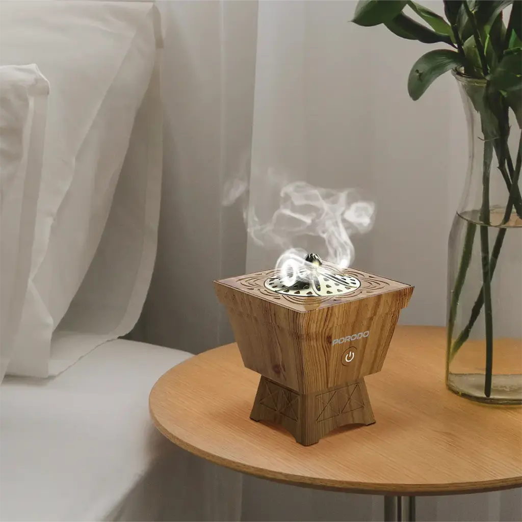 Porodo Lifestyle Classic Wood-Finish Portable Incense Burner