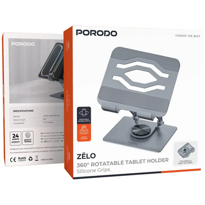 Porodo Zelo 360° Rotatable Tablet Holder with Silicone Grips